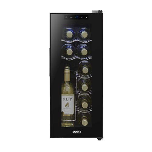 Baridi 12 Bottle Wine Cooler, Fridge, Touch Screen, LED, Low Energy A, Black