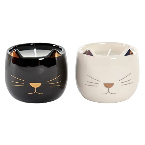 iubihome - Velas Decorativas con forma de Gato, Juego de 2 Portavelas con Cera de Soja, Decoracion del Hogar, Salon o Habitacion