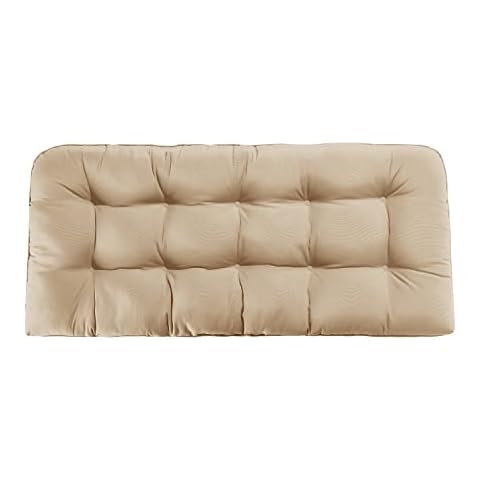 LOVTEX Tufted Bench Cushions for Outdoor Furniture Waterproof, 44 x 19 inches Patio Swing Cushions Khaki - Overstuffed Indoor/Outdoor Loveseat Cushions with Round Corner Cover