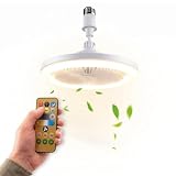 Avilia - Ventilatore da Soffitto con Luce LED 10W Naturale, Calda, Fredda – Attacco E27, Telecomando, 3 Velocità, Timer 4h | Plafoniera Ventilatore Soffitto Silenzioso 55W, 3 Tonalità, Ø25 cm