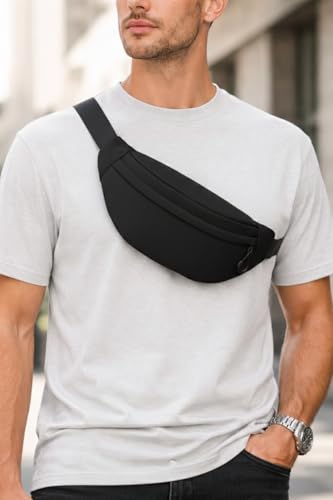 Image of WILDHORN Waist Bag for Men & Women | Crossbody Fanny Pack Sling Bag for Hiking, Travel, Camping, Outdoor Sports & Cycling | Adjustable Strap (Black)