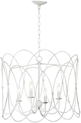 Maxim Trellis 4 Light Small Chandelier with Weathered White Finish
