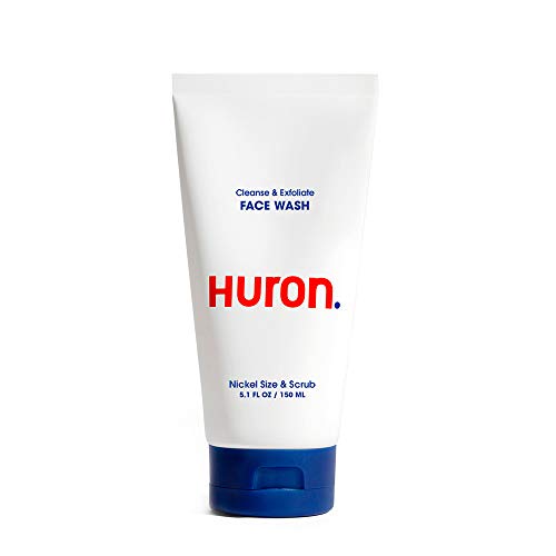 Huron - Men's Daily Face Wash. Creamy cleanser with natural exfoliants gently clears away dirt, oil and pollution. Conditions skin. 100% vegan, sulfate-free. 5.1 oz. (Pack of One)