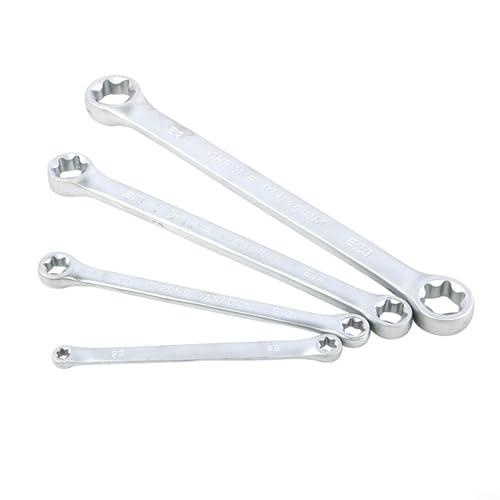 Juego de 4 llaves dobles de estrella de metal para tipo E para tuercas Torx y