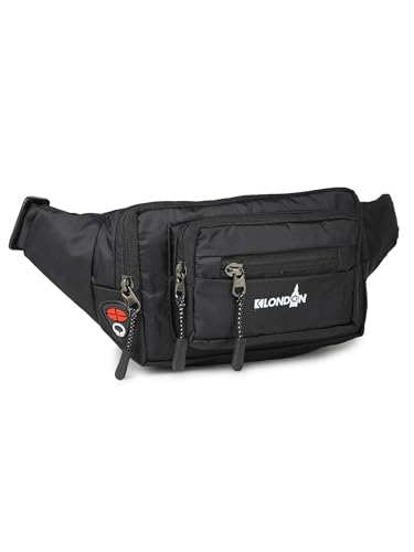K London Stylish Polyester Black Colored Ethnic Design Waist Pack Waist Pouch Travel Pouch Passport Holder Waist Bag with Adjustable Strap(2918_Black)