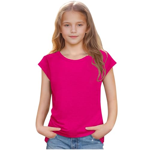Pink T-Shirts for Girls Kids Toddler Summer Athletic Short Sleeve Casual Basic Crewneck Dressy Elegant Tops Clothing