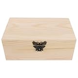 PRETYZOOM Caja de Madera sin Acabado con Tapa Abatible y Cierre Frontal Cofre de Madera para Pintar Proyectos DIY Manualidades Almacenaje de Joyas y Decoración Personalizable