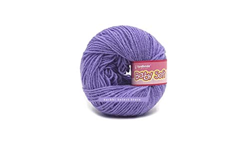 Image of Vardhman BabySoft Knitting Yarn | 100% Acrylic Wool | 4 Ply | Thin Knitting & Crocheting Hook Thread & Lightweight | Special Baby Wool | 150 Grams (6 Balls of 25g) | Machine Washable | Ideal for Blankets, Hats, Booties Ultra-Soft for Baby Sweaters, Blankets, Caps, Socks, Soft toys, Art & craft | Available in multicolors - (BBL017 - Iris Purple)