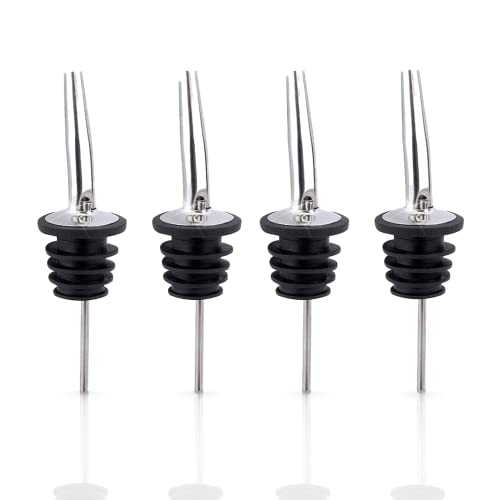 Minismus Becs Verseurs 4 pcs - avec Bec Conique et Bouchon en Coutchouc - Verseur Doseur Huile d’Olive, Liqueur, vin, Huile, sirop, vinaigre, jus Cover