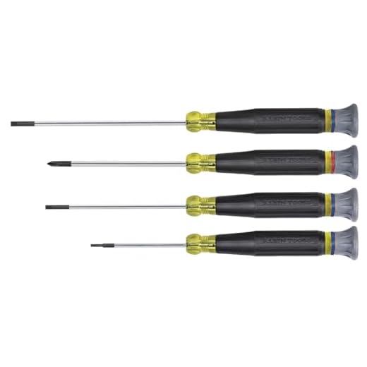 Klein Tools 85613 Electronics Slotted and Phillips Screwdriver Set with Rotating Caps and Color-Coded Rings, 4-Piece, Black