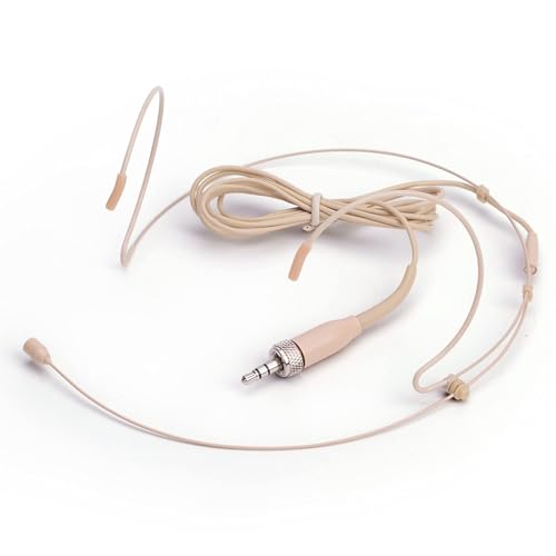 Auriculares Micrófono - Discreto Doble sobre Oreja Headworn Micrófono Ideal para Sennheiser Transmisor Inalámbrico por Conferencias, Teatro, Podcasts - 3,5 mm Tornillo Enchufe