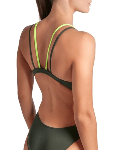 Image of Arena Womens Solid Team Swimsuit Tech Back Multi MaxLife Open Back Bathing Suit Athletic Swimwear