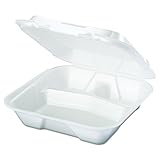 Genpak SN203 Snap It Foam Container, 3-Comp, 9 1/4 x 9 1/4 x 3, White, Bag of 100 (Case of 2)