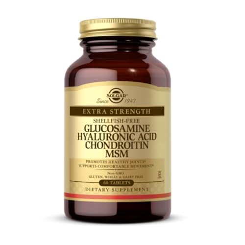 Solgar Glucosamine Hyaluronic Acid Chondroitin MSM (Shellfish-Free), 60 Tablets - Joint Support & Comfort - Supports Active Lifestyles - Non-GMO, Gluten Free, Dairy Free - 20 Servings