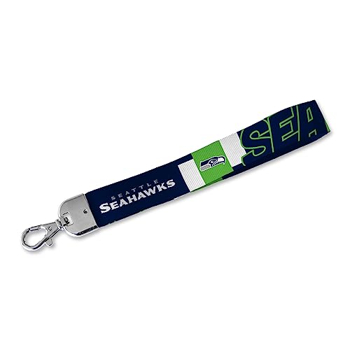 Rico Industries NFL Football Seattle Seahawks Standard Wrist Lanyard Key Chain Cute Wristlet Strap Keychain Holder for Women Men Car Keys ID Badges Card Wallet Phone Camera