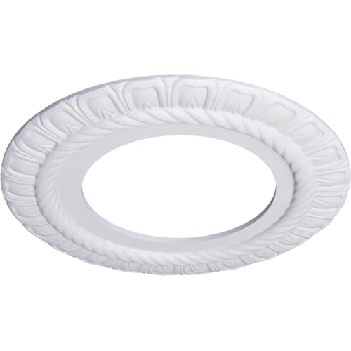 Image of Ekena Millwork CM10CL Claremont Ceiling Medallion, 10 5 /8 inchOD x 5 3 /4 inchID x 1 /2 inchP, Factory Primed