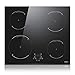 Induktionskochfeld 60 cm 4 Zonen Einbau kochfeld induktion, Induktionskochfeld Autark, 9 Leistungsstufen Touch-Bedienung 6400W, Fester Draht, kein Stecker enthalten