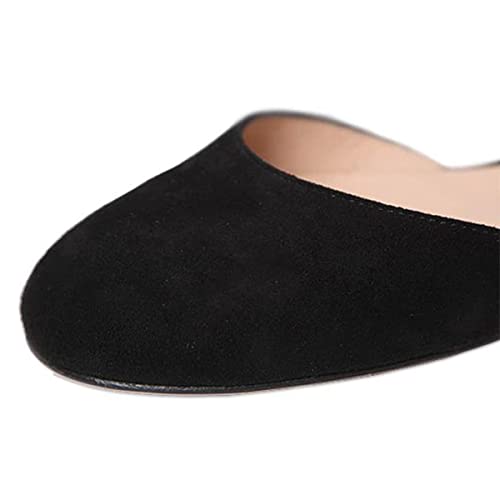 YDN Women Chic Round Toe Ankle Wrap D'Orsay Ballet Flats Lace Up Cutout Faux Suede Ballerina Dress Shoes4