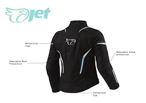 Jet Motorcycle Motorradjacke Frauen Damen Sommer Winter Gepanzerte Textilwasserdichte ELEKTRA (L (12/14), Schwarz/Himmelblau)