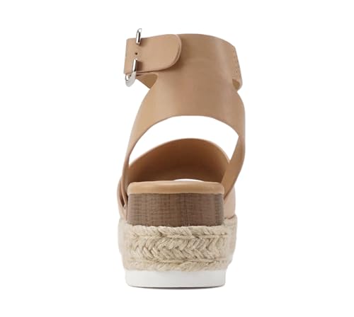 Image of Soda Topic Open Toe Buckle Ankle Strap Espadrilles Flatform Wedge Casual Sandal