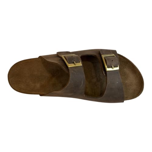 Image of Heritage - Premium Leather Two-Strap Comfort Sandal | Genuine Leather | Brown | UK 4-9 (EU 37-43)
