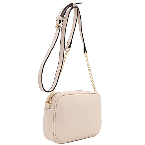 Image of FashionPuzzle Chevron Quilted Crossbody Camera Bag with Chain Strap and Tassel