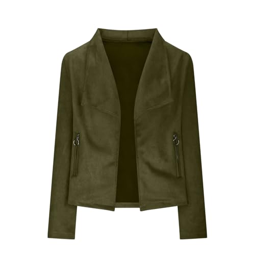 Women's Faux Suede Jacket Open Front Long Sleeve Outwear Suit Jacket Blazer Coat2