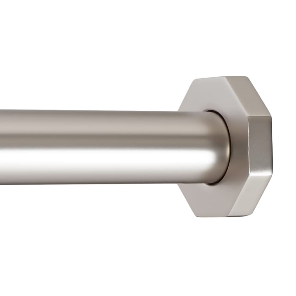 Ivilon Tension Curtain Rod - Hexagonal Spring Tension Rod for Windows or Shower, 54 to 90 Inch, Satin Nickel