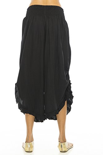 Back From Bali Womens Cropped Wide Leg Pants Trouser Comfort Solid Elastic Waist (S-4XL)2