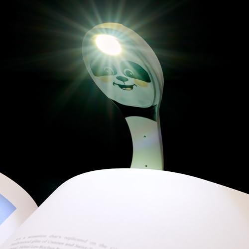 Image of Gifts for Readers & Writers Book Light, Clip On Reading Light for Bed, 2in1 Flexilight & Bookmark, Small & Lightweight with a Soft Glow, 2 Batteries Included, Panda