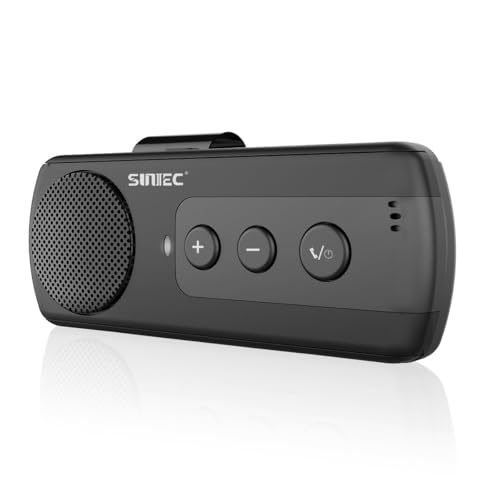 SUNITEC Hands Free Car Phone Kit Wireless Bluetooth Car Speaker Support 2 Phones Connection Siri Voice Assistant Handsfree Speakerphone with Visor Clip