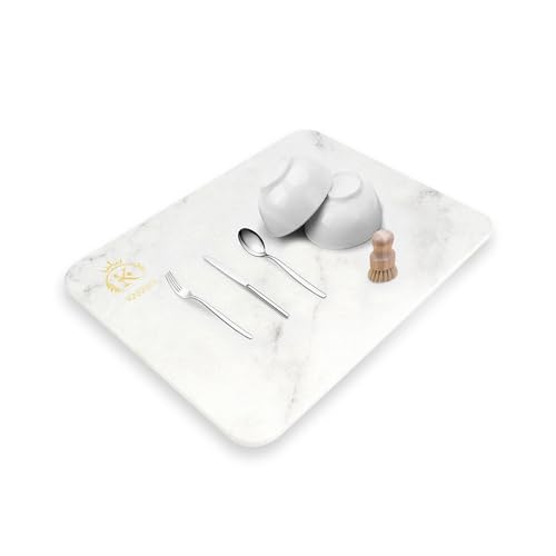 Karawa Stone Drying Mat for Kitchen Counter – Quick-Drying Stone Tray – Natural Diatomaceous Earth Stone Drying Tray – Multipurpose Dish Drying Stone for Kitchen, Bathroom, Table Mat