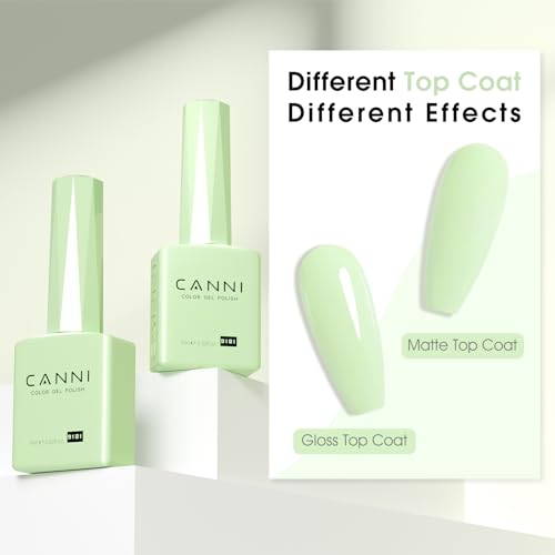 Image of CANNI 9ml Mint Green Gel Nail Polish, High Gloss UV LED Soak Off Gel