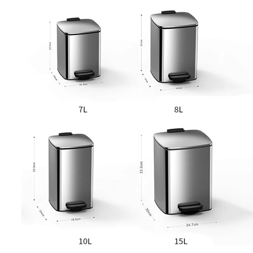 Caneca cuadrada de acero inoxidable con pedal de 7L miniatura 2