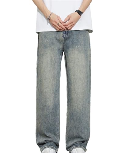 Men’s 2025 New Cotton Baggy Jeans, Retro Loose Streetwear Fashion, Korean Straight Washed Denim
