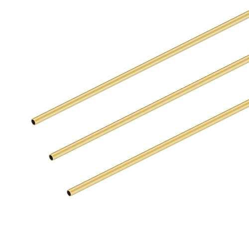 3 tubos de latón, iMeistek de 300 mm de longitud, 2 mm de diámetro exterior x 0,3 mm de grosor de pared, tubos de latón rectos sin costuras
