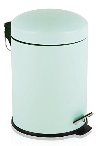 BINO Stainless Steel 1.3 Gallon / 5 Liter Round Step Trash Can, Matte Mint