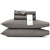 BOLL & BRANCH Signature Hemmed Sheet Set - King + Standard, Stone - Luxury 100% Organic Cotton - Includes 1 Flat, 1 Fitted, 2 Standard Size Pillowcases - Buttery Soft