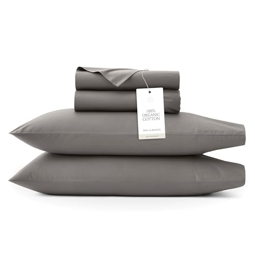 BOLL & BRANCH Signature Hemmed Sheet Set - Queen, Stone - Luxury...