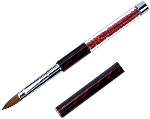 Ycyan 1Pcs Kolinsky Acrylic Nail Brush Size 10 Rhinestone Handle Professional Nail Art Tools