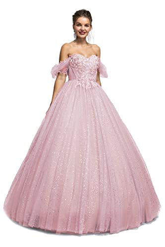 Image of Women's Beading Sweetheart Ball Gown Tulle Layed Long Quinceanera Dress