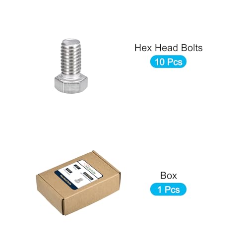 Image of METALLIXITY Hex Head Bolts (7 /16-14 x 3 /4 inch) 10Pcs, 304 Stainless Steel 18-8, Fully Threaded, External Hex Drive, Plain Finish, Hex Head Screw Bolt, Silver