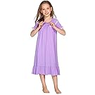 Ekouaer Girls Nightgowns Long Sleeve Sleep Shirt Cotton Princess Sleepwear Pajama Dress 4-13 Years