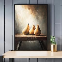 Toile trois poires rétro tableau décoration murale cuisine salon bureau vintage 20x30