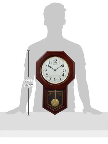 Reloj de pared analógico Seiko con péndulo oscuro miniatura 5