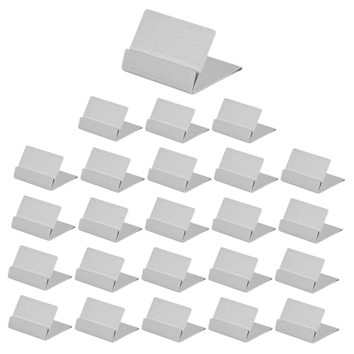 Urban Deco 24PK Table Card Holder Metal Place Card Holders Steel Card Holders for Photos, Food Signs, Memo Notes, Weddings, Restaurants, Birthday (Silver 24PK)