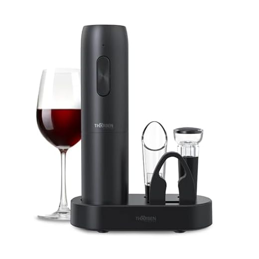 Thörben Sacacorchos Eléctrico Profesional Recargable USB, Abridor Vino Electrico 4-en-1 con Aireador, Vertedor Antigoteo y Tapón Hermético, Diseño Premium Ideal para Regalo hombre o mujer