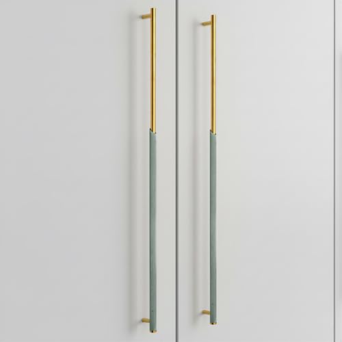Image of Plantex Stainless Steel & Aluminium Cabinet Handle /600mm Wardrobe Door Handle /Cupboard Pull-Push Handles for Home /Office - Pack of 2 (Green & Gold)