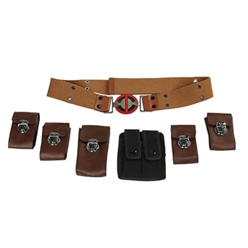 Adult Men Wade Costume Belt with Pouches Bag Brown Leather Adjustable Waist Belts Halloween Cosplay Props (Medium)4