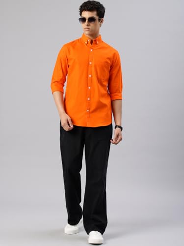 Image of Majestic Man Men's Solid Pure Cotton Casual Shirt - Slim Fit | Full Sleeves | Soft & Breathable Fabric